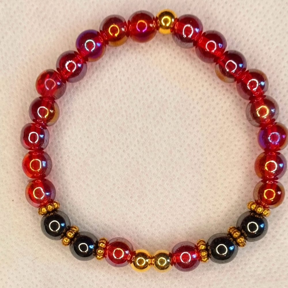 Red and black Glass bead bracelet